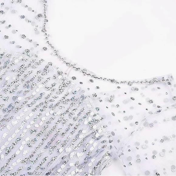 Silver sequins dress size 5T or 120. Zip closure in back. - Picture 3 of 5